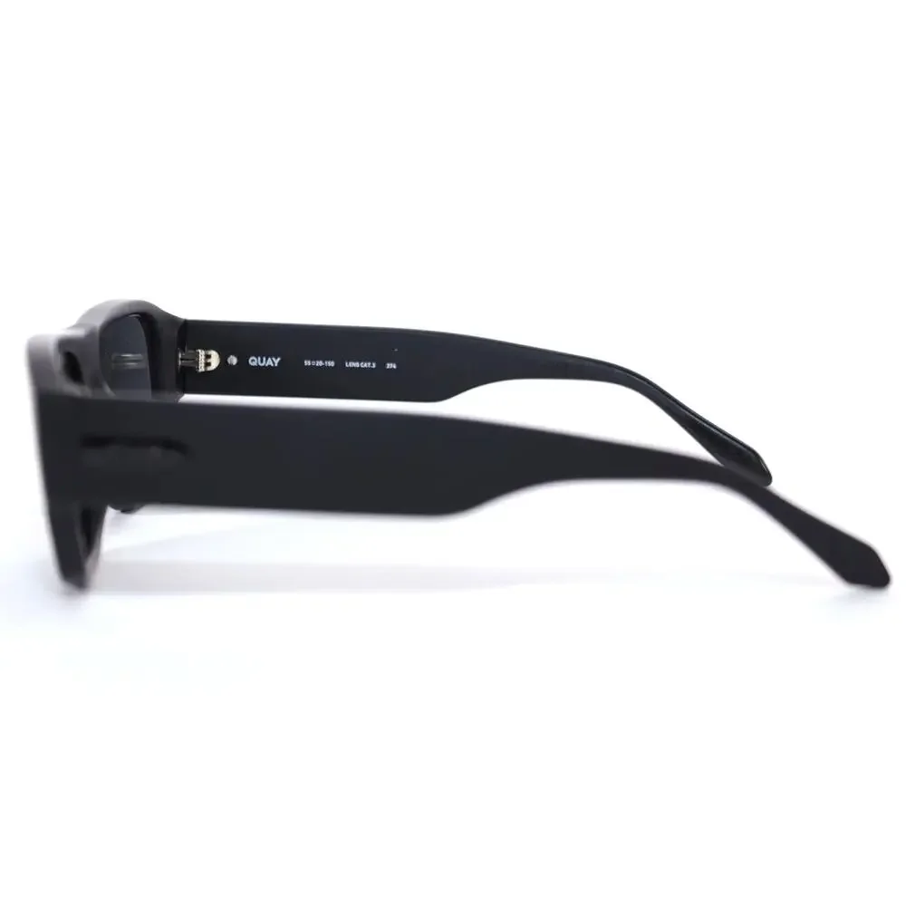 Quay Australia NIGHT CAP Rectangle Sunglasses–Matte Black/Black (Polarized)–NWT